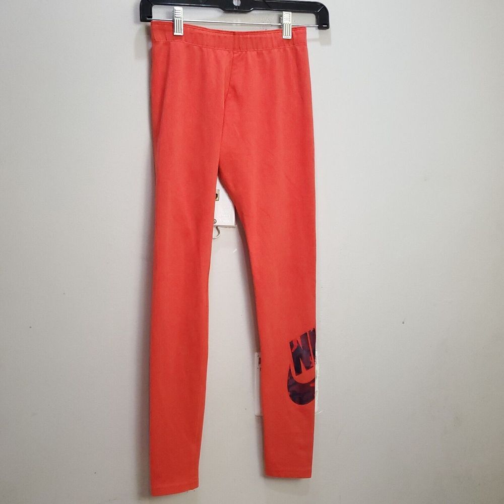 Nike Sportswear Classics Women's High Waisted Graphic Leggings Orange Size Small